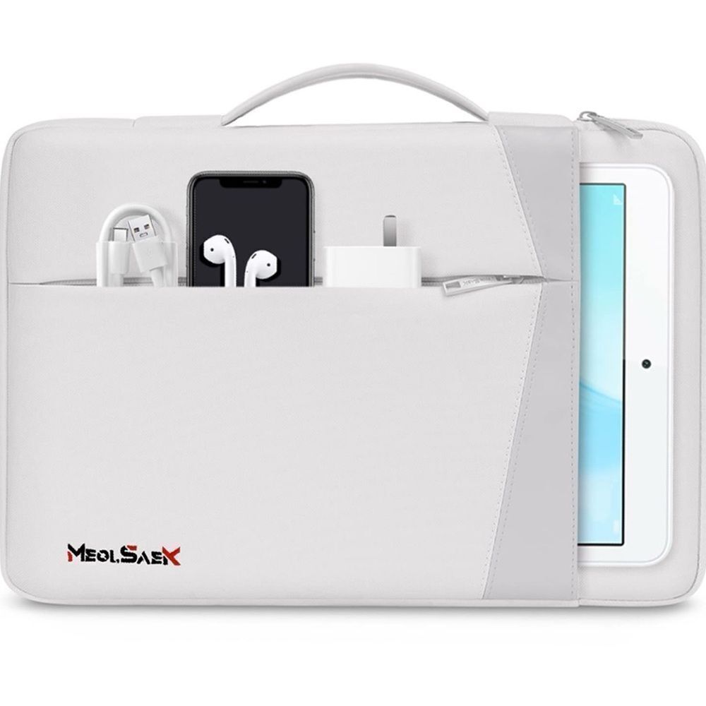 White Tablet Sleeve with Handle and Storage by